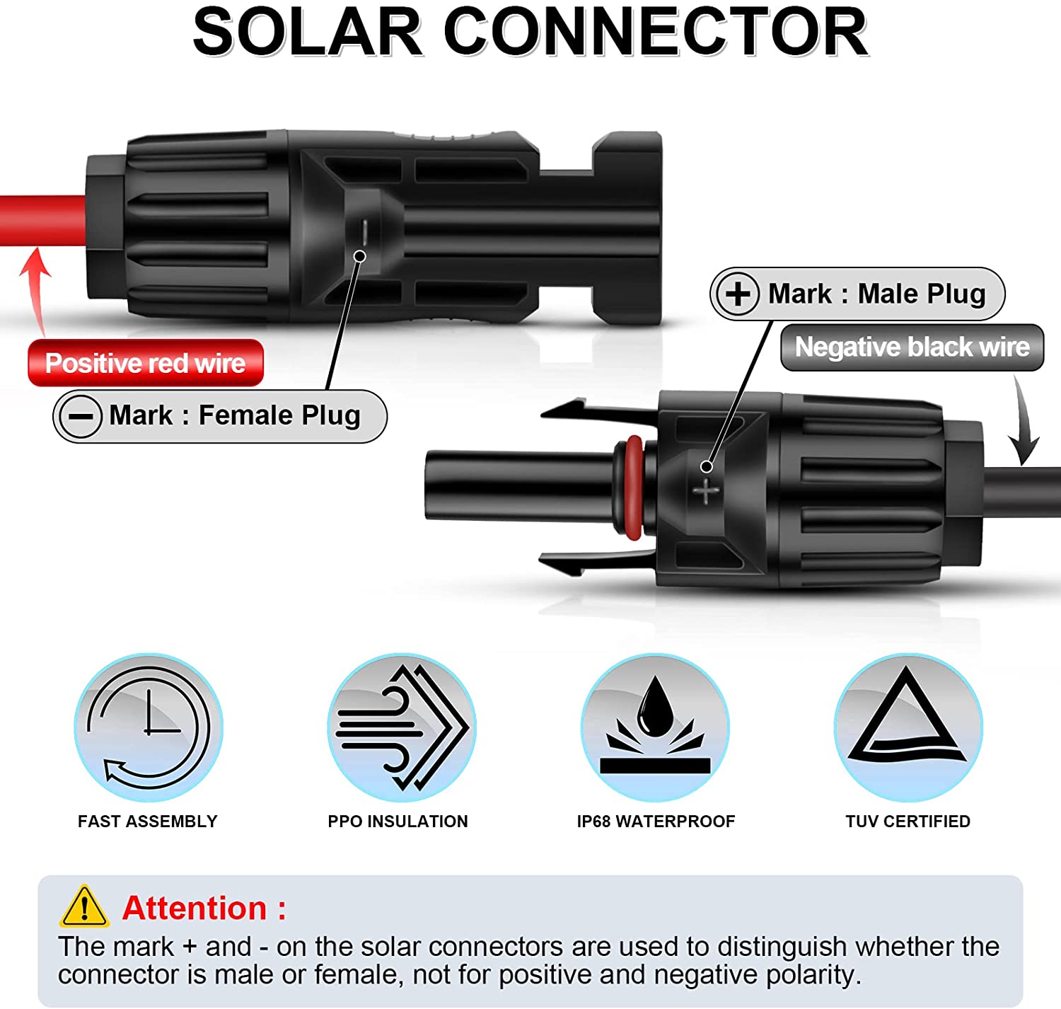 Solar MC4 to Anderson Powerpole Connector Adapter Cable