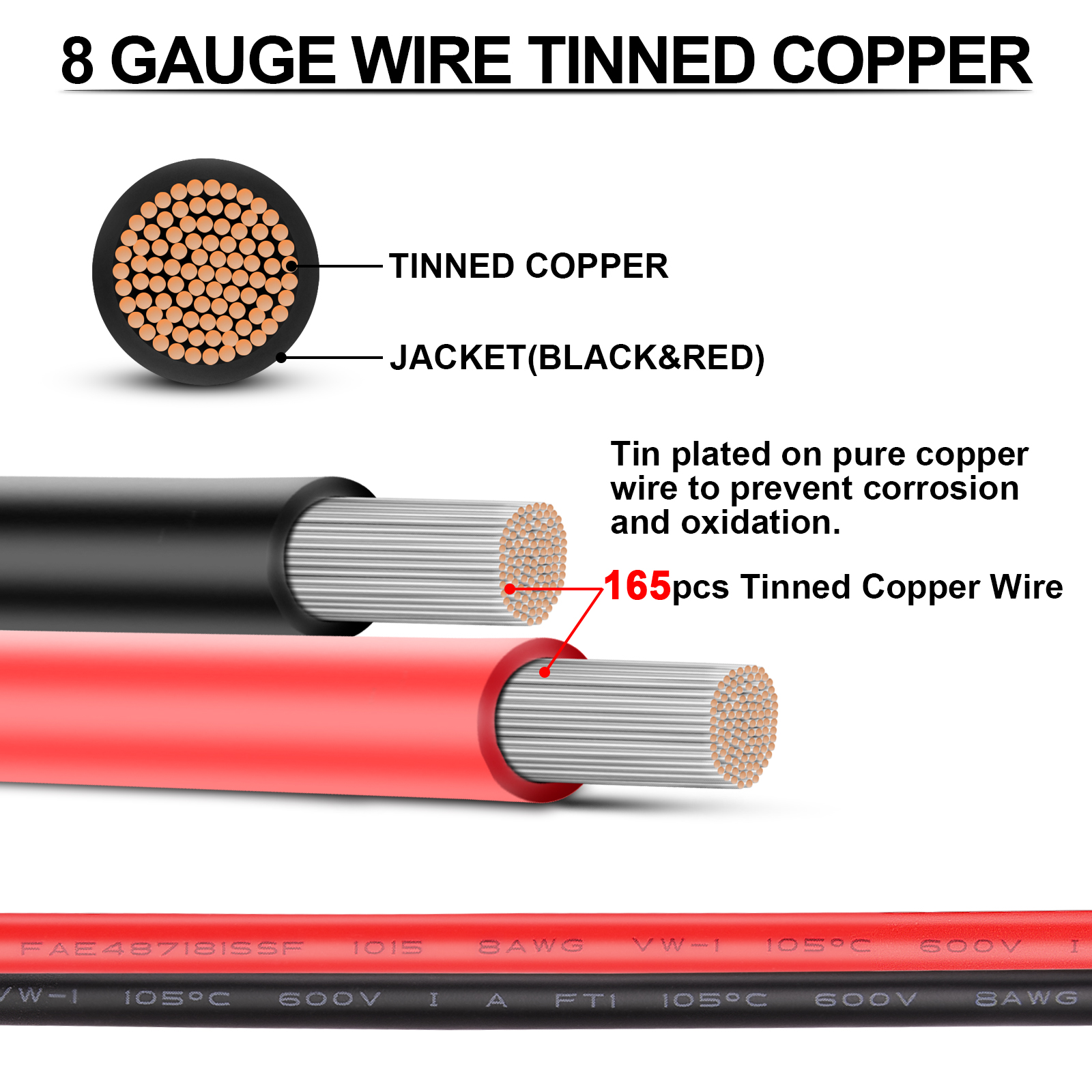 8 Gauge Wire – iGreely 10 FT Red & 10 FT Black 8 Gauge Tinned Copper  Electrical Wire Cable for Car Audio Automotive Trailer Marine Harness Wiring  8AWG 10Ft – iGreely